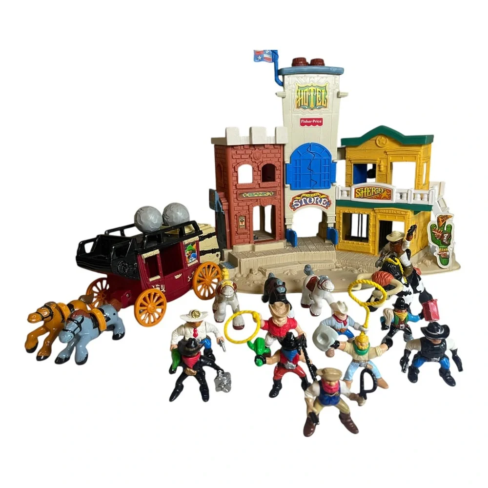VTG Fisher Price Great Adventures Wild Western Town Cannonball Coach & Figures